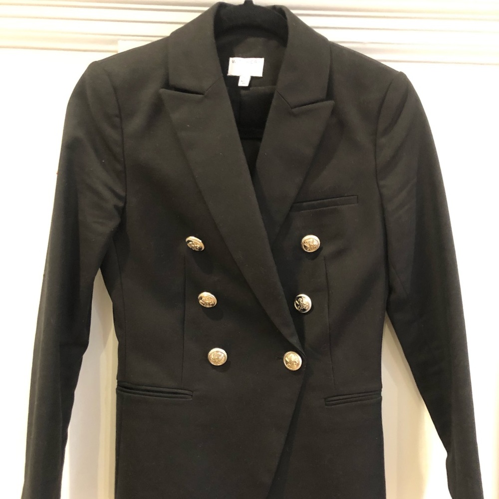 Witchery black cotton blazer with silver hardware.